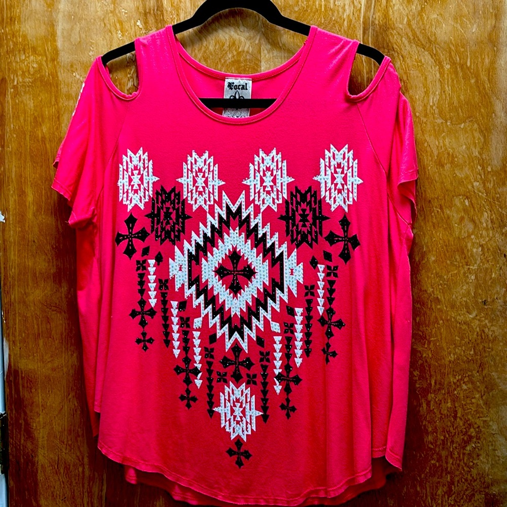 Women’s Bright Pink Sequin Western Shirt